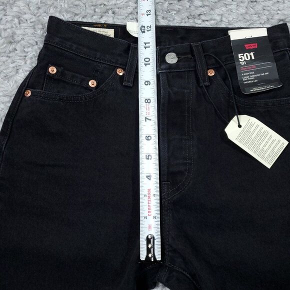 Levi's Premium 501 '81 Mom Jeans Black Distressed Size 25x31 High Rise Tapered - Picture 12 of 12